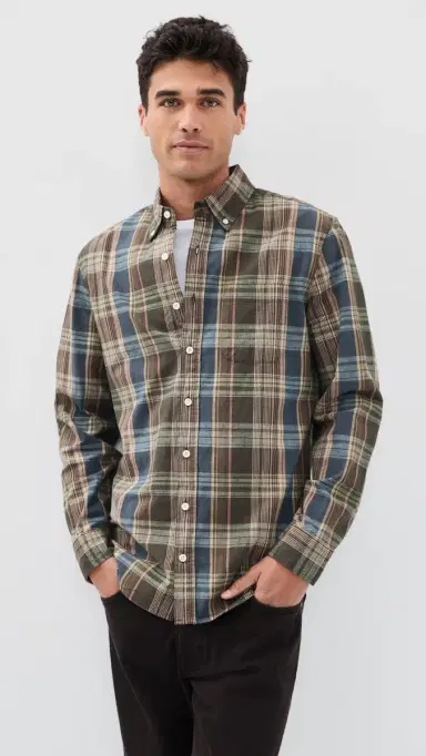 Taylor Stitch The Jack Button Down Shirt Atlantic Blue Madras 40 | Thumbnail 2