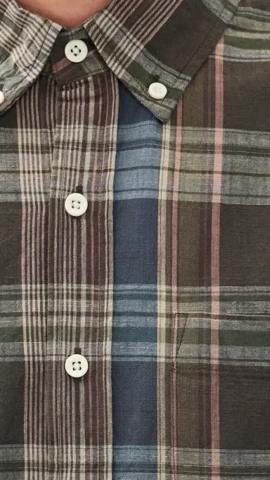 Taylor Stitch The Jack Button Down Shirt Atlantic Blue Madras 40 | Thumbnail 6