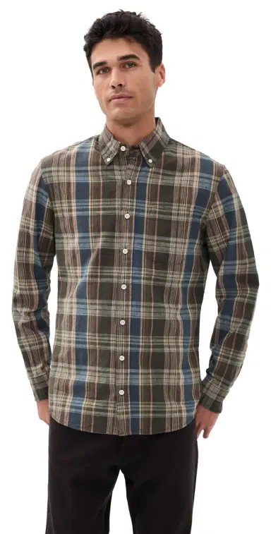 Taylor Stitch The Jack Button Down Shirt Atlantic Blue Madras 40 | Thumbnail 1