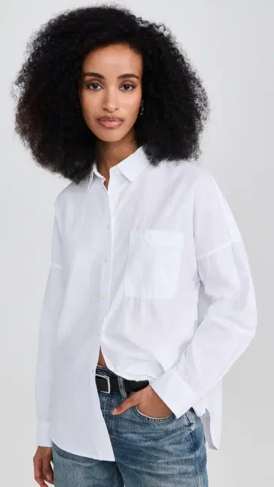 Alex Mill Jo Shirt in Paper Poplin White | Thumbnail 2