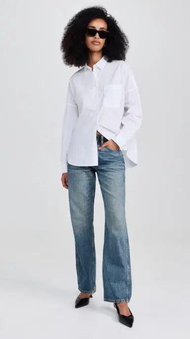 Alex Mill Jo Shirt in Paper Poplin White | Thumbnail 5