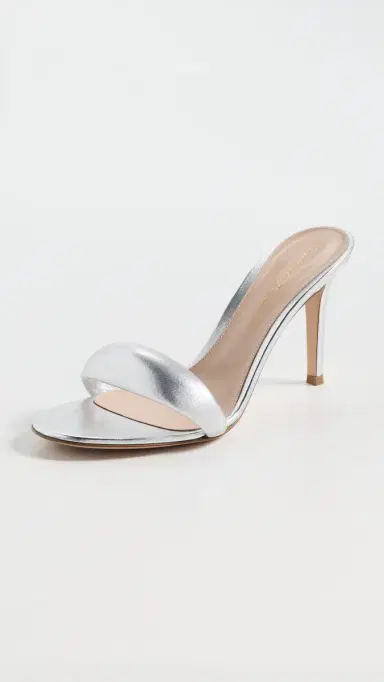 Gianvito Rossi Bijoux Mules 85mm Nappa Silk Silver 38 | Thumbnail 2
