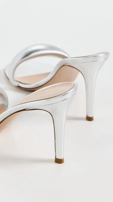 Gianvito Rossi Bijoux Mules 85mm Nappa Silk Silver 38 | Thumbnail 4
