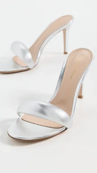 Gianvito Rossi Bijoux Mules 85mm Nappa Silk Silver 38 | Thumbnail 5