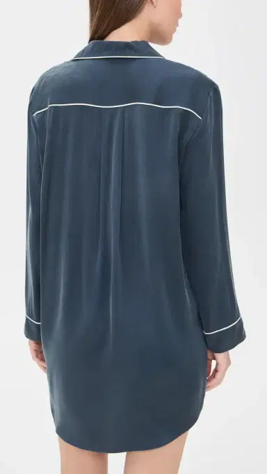 Lunya Long Sleeve Button Down Silk Shirt Dress | Thumbnail 3