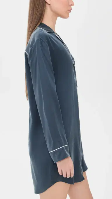 Lunya Long Sleeve Button Down Silk Shirt Dress | Thumbnail 4