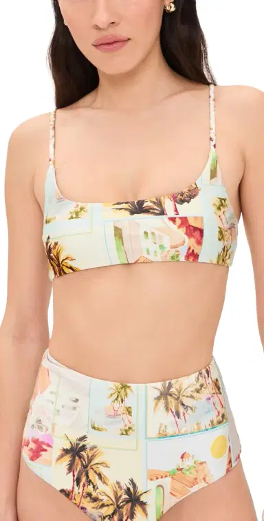 MINKPINK Dolce Braid Strap Bikini Top Vintage Postcards | Thumbnail 1 MINKPINK Dolce Braid Strap Bikini Top Vintage Postcards | Thumbnail 1