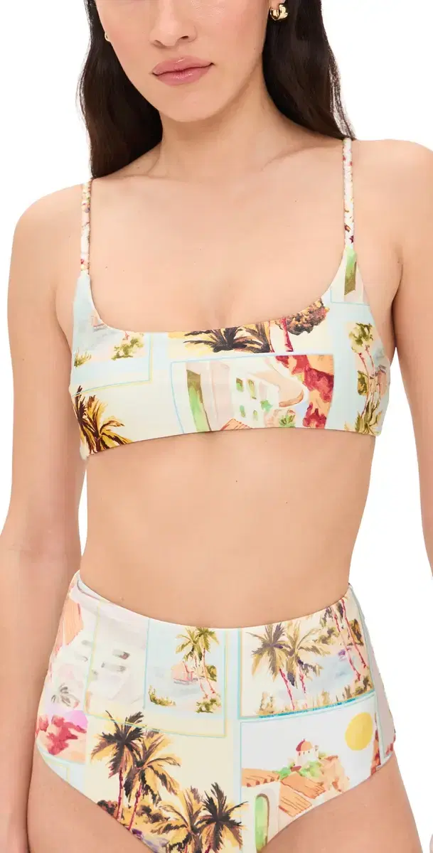 MINKPINK Dolce Braid trap Bikini Top Vintage Postcards