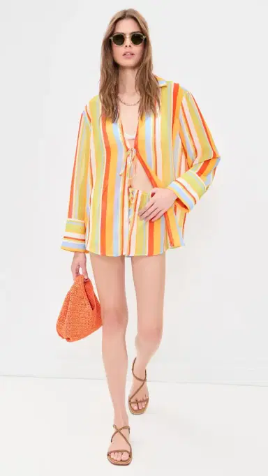 Solid & Striped The Remi Coverup Shorts t. Barths tripe | Thumbnail 5