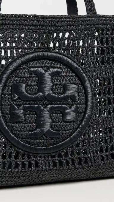 Tory Burch Ella Hand Crocheted Small Tote Black One Size | Thumbnail 5 Tory Burch Ella Hand Crocheted Small Tote Black One Size | Thumbnail 5