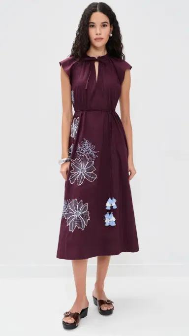 Tanya Taylor Ivana Dress Deep Plum | Thumbnail 2