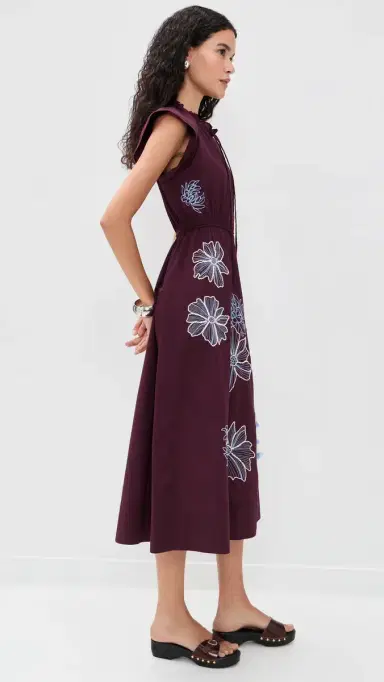 Tanya Taylor Ivana Dress Deep Plum | Thumbnail 4