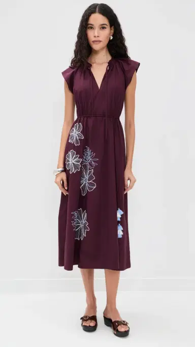 Tanya Taylor Ivana Dress Deep Plum | Thumbnail 5