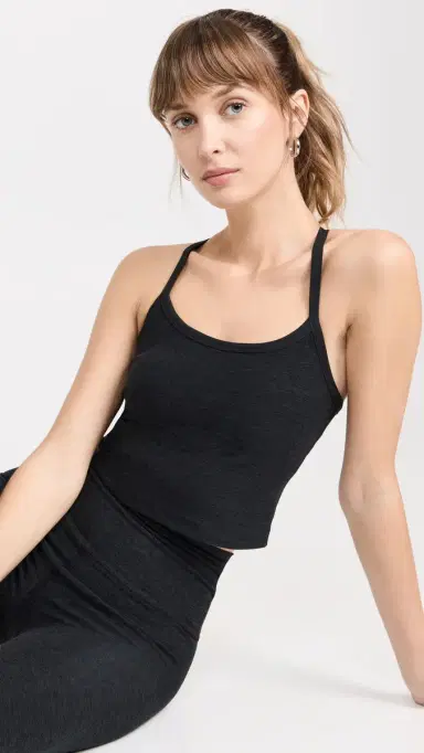 Beyond Yoga Spacedye Slim Racerback Cropped Tank Darkest Night | Thumbnail 2 Beyond Yoga Spacedye Slim Racerback Cropped Tank Darkest Night | Thumbnail 2