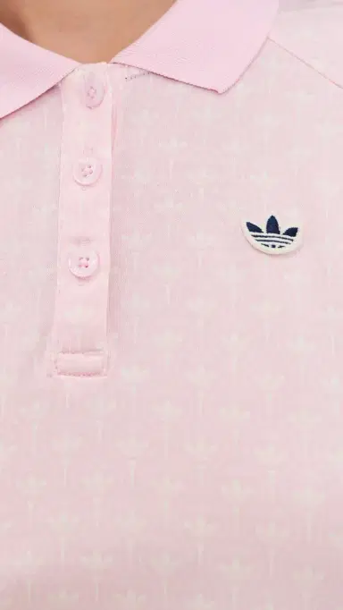 Adidas Golf Originals All Over Trefoil Polo Clear Pink/Chalk White M | Thumbnail 6