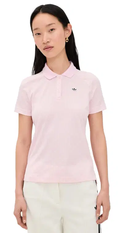 Adidas Golf Originals All Over Trefoil Polo Clear Pink/Chalk White M | Thumbnail 1