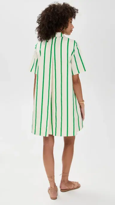 English Factory Striped Kaftan Mini Dress Green ulti | Thumbnail 4