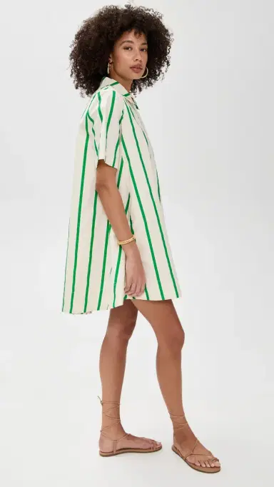English Factory Striped Kaftan Mini Dress Green ulti | Thumbnail 5