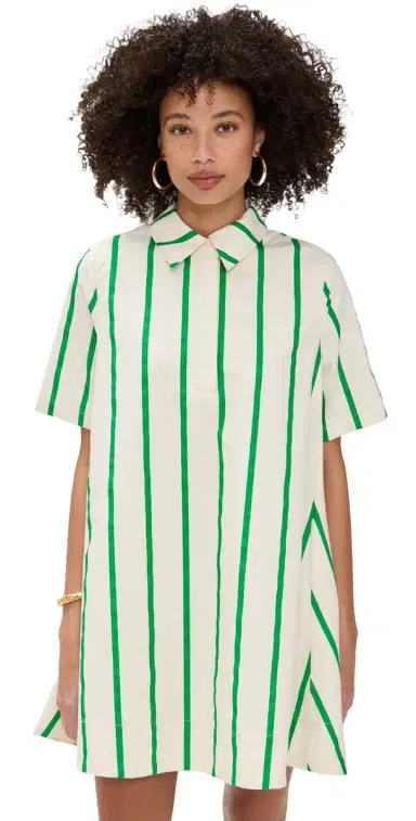 English Factory Striped Kaftan Mini Dress Green ulti | Thumbnail 1