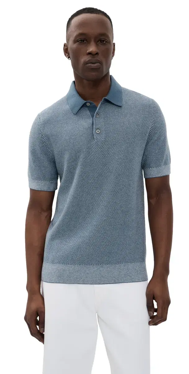 Geo Jacquard Polo Uniform Blue/Classic Cream