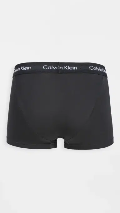 Calvin Klein Underwear Cotton Stretch 3-Pack Low Rise Trunks Black/Blue Shadow/Cobalt Water XL | Thumbnail 4
