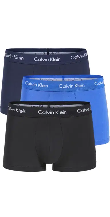 Calvin Klein Underwear Cotton Stretch 3-Pack Low Rise Trunks Black/Blue Shadow/Cobalt Water XL | Thumbnail 1