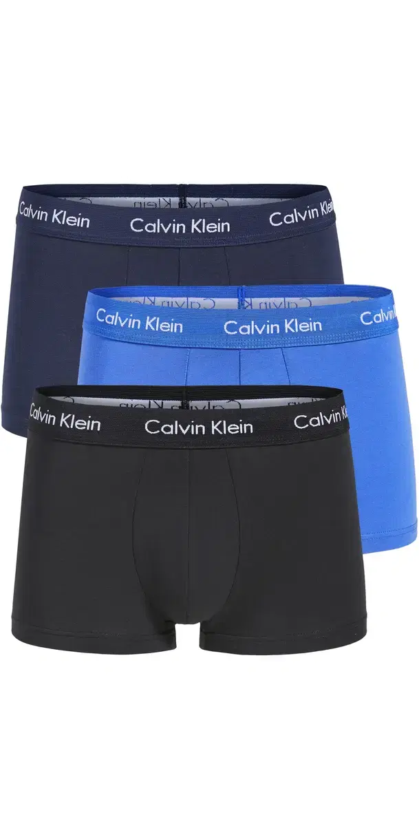 Cotton Stretch 3-Pack Low Rise Trunks Black/Blue Shadow/Cobalt Water