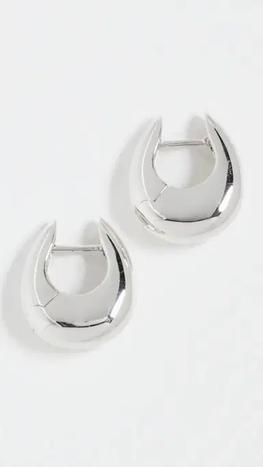 Annika Inez Small Sloping Hinge Hoops Silver One Size | Thumbnail 2 Annika Inez Small Sloping Hinge Hoops Silver One Size | Thumbnail 2
