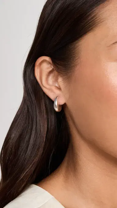 Annika Inez Small Sloping Hinge Hoops Silver One Size | Thumbnail 3 Annika Inez Small Sloping Hinge Hoops Silver One Size | Thumbnail 3