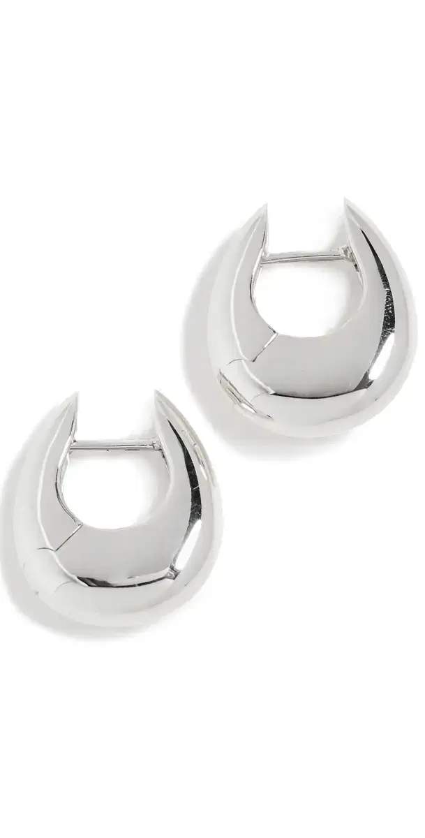 Small Sloping Hinge Hoops Silver One Size