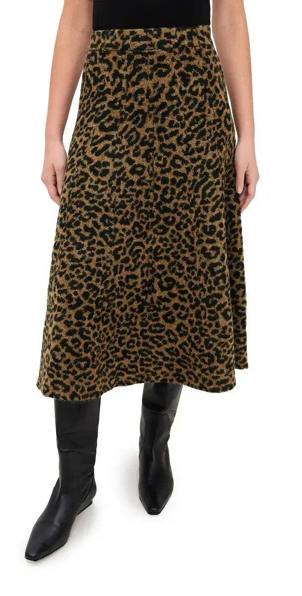 LE BOP Cheetah A-ine Skirt Camel Cheetah