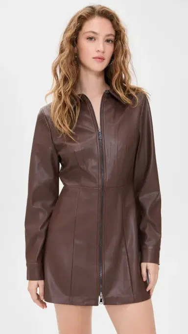 LE BOP Sloane Faux Leather Dress Coffee | Thumbnail 2 LE BOP Sloane Faux Leather Dress Coffee | Thumbnail 2