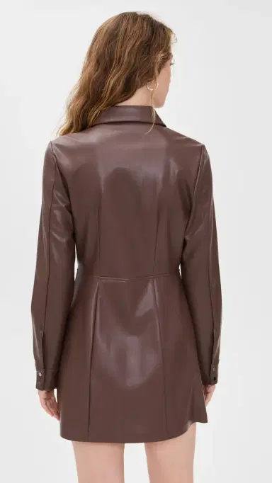 LE BOP Sloane Faux Leather Dress Coffee | Thumbnail 3 LE BOP Sloane Faux Leather Dress Coffee | Thumbnail 3