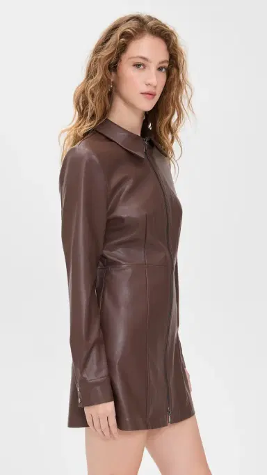 LE BOP Sloane Faux Leather Dress Coffee | Thumbnail 4 LE BOP Sloane Faux Leather Dress Coffee | Thumbnail 4