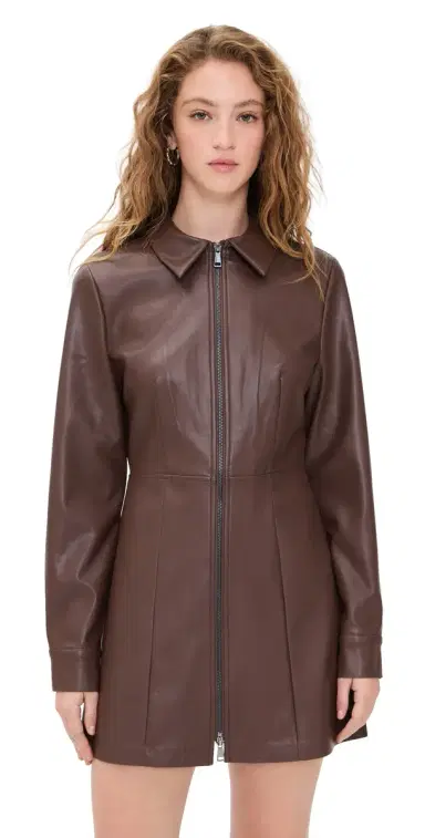 LE BOP Sloane Faux Leather Dress Coffee | Thumbnail 1 LE BOP Sloane Faux Leather Dress Coffee | Thumbnail 1