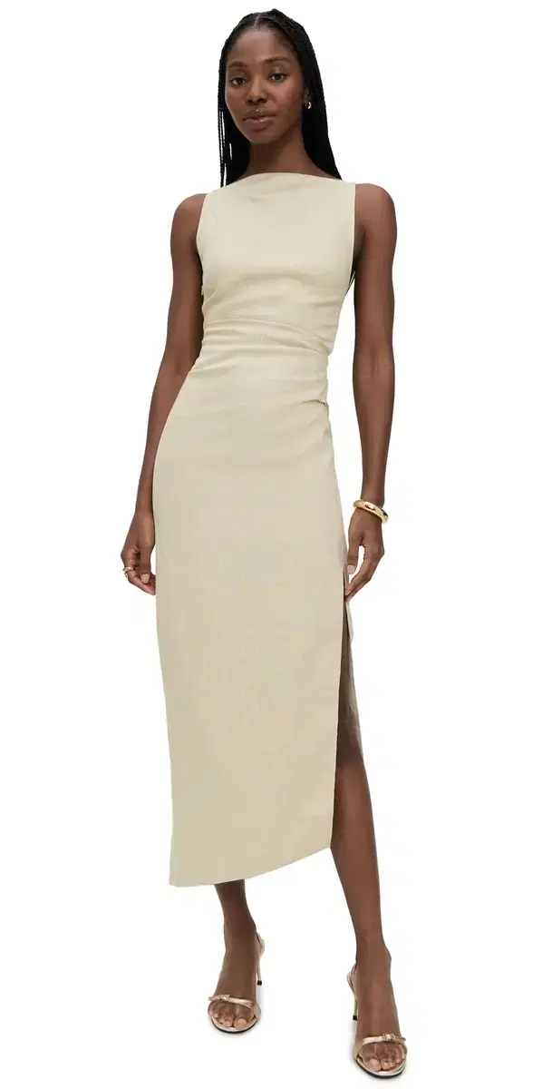 SIR. Raquel Midi Dress Wheat