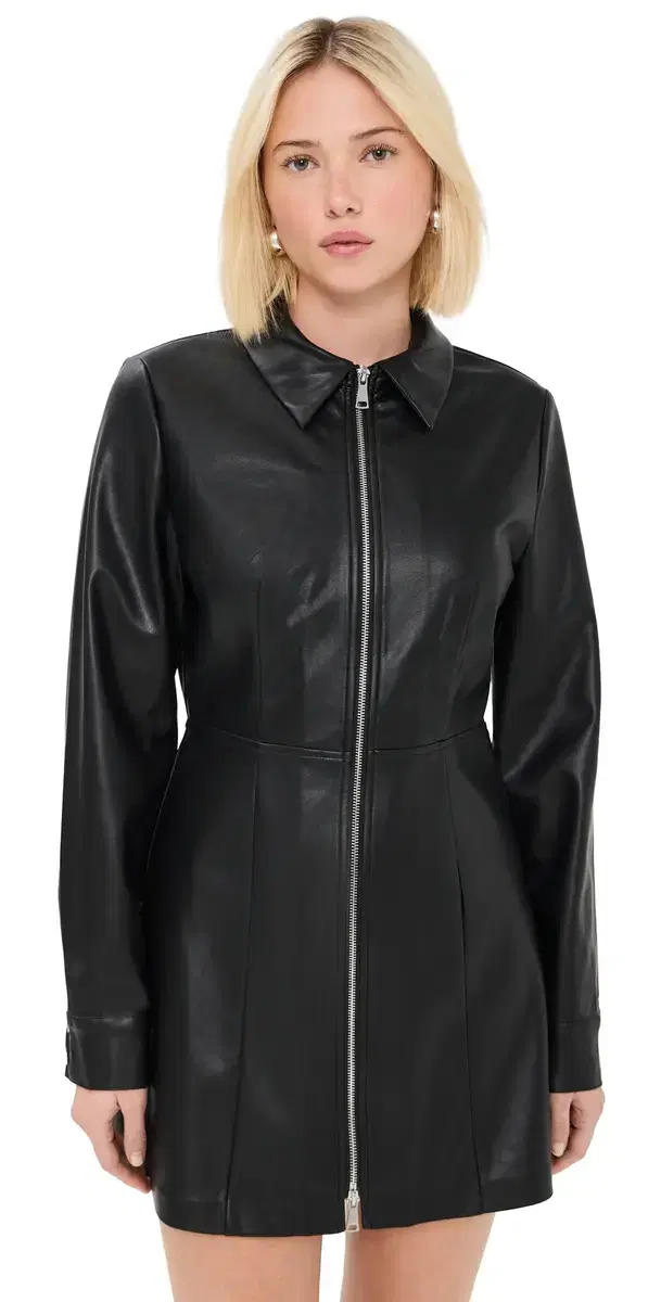 LE BOP Sloane Faux eather Dress Black