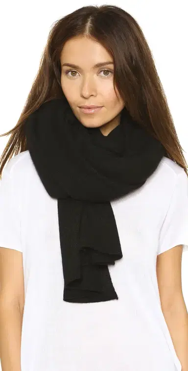 White + Warren Cashmere Travel Wrap Scarf Black One Size | Thumbnail 1