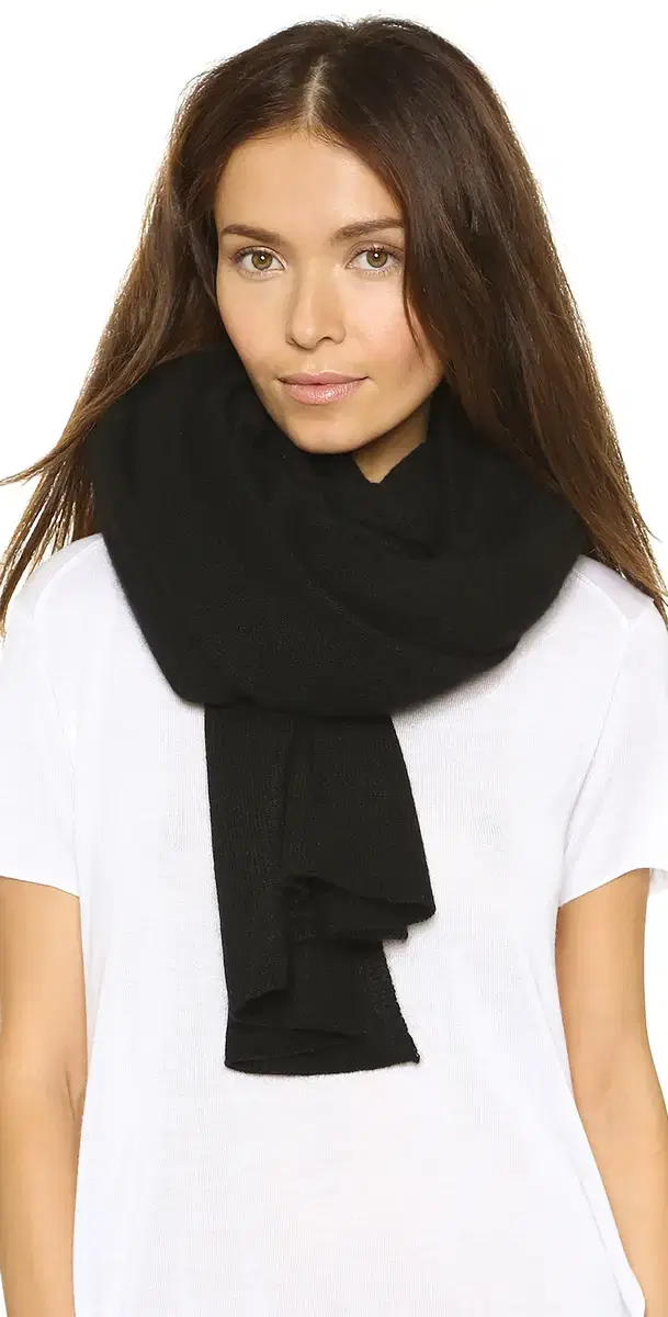 White & Warren Cashmere Travel Wrap Scarf Black One Size