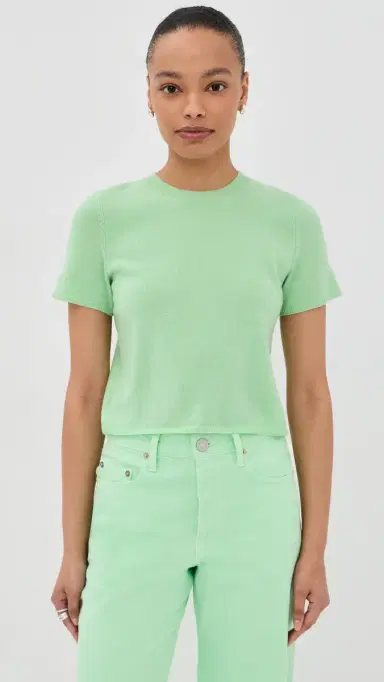 Sablyn Charleston Relaxed Cashmere Crew Neck Tee Lime | Thumbnail 2 Sablyn Charleston Relaxed Cashmere Crew Neck Tee Lime | Thumbnail 2