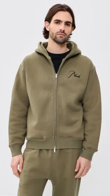 Rhude Classique Zip Up Hoodie Moss Green/Black L | Thumbnail 2