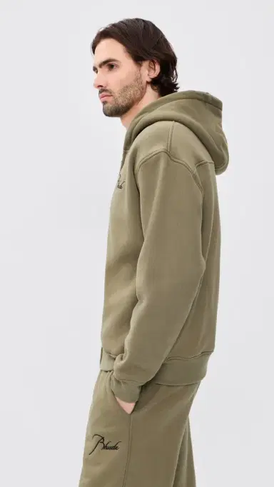 Rhude Classique Zip Up Hoodie Moss Green/Black L | Thumbnail 4
