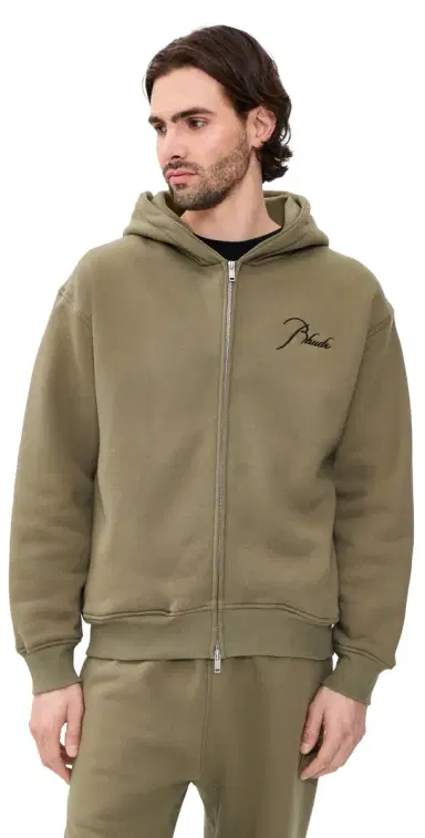 Rhude Classique Zip Up Hoodie Moss Green/Black L | Thumbnail 1
