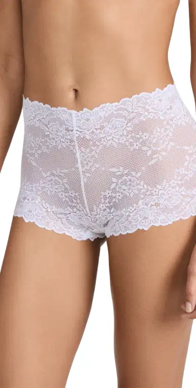 Natori Heavenly Lace Boy Shorts White | Thumbnail 1