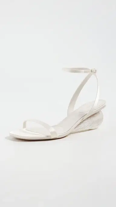 SIMKHAI Bridget Satin Oyster Shell Wedge Sandals Alabaster | Thumbnail 2 SIMKHAI Bridget Satin Oyster Shell Wedge Sandals Alabaster | Thumbnail 2