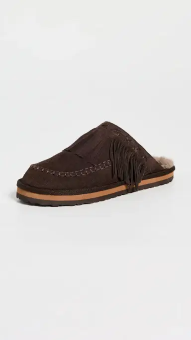 Free People Fallon Fringe Mules Chocolate | Thumbnail 2