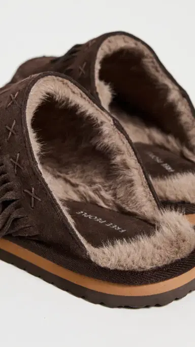 Free People Fallon Fringe Mules Chocolate | Thumbnail 4