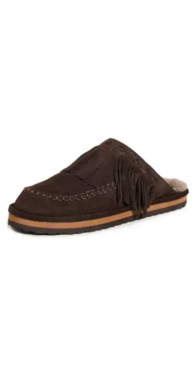 Free People Fallon Fringe Mules Chocolate | Thumbnail 1