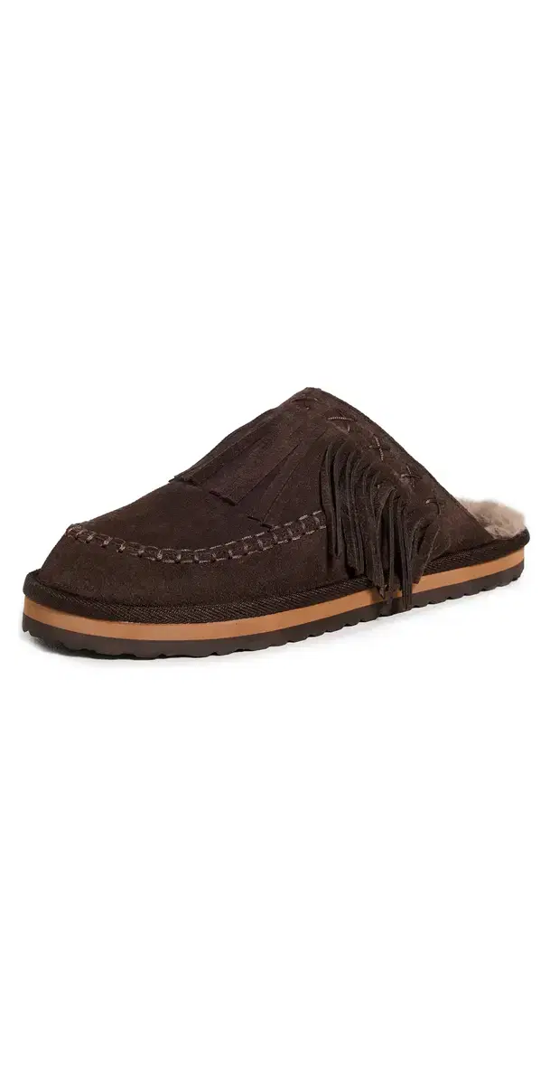 Free People Fallon Fringe Mules Chocolate