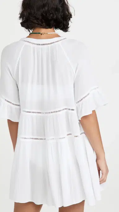 Playa Lucila Drop Waist Mini Coverup Dress White L | Thumbnail 3